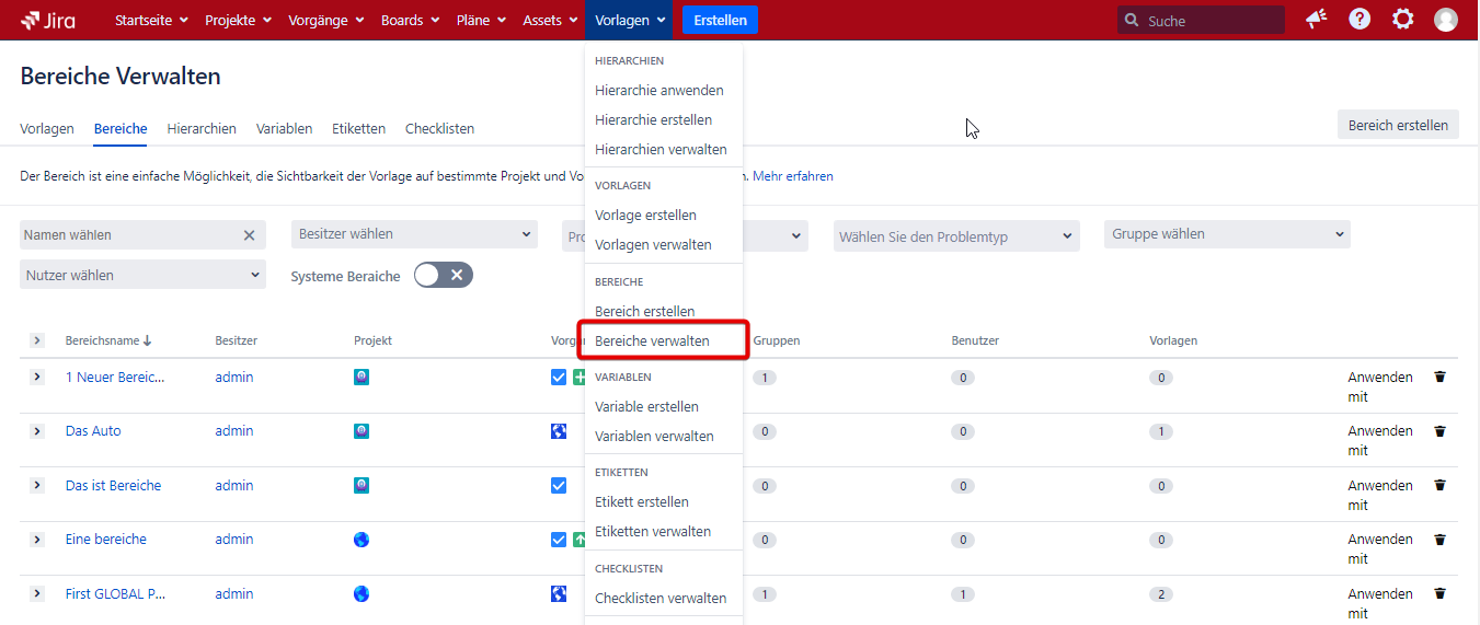 Bereiche verwalten seite in dem Vorlage menu.png